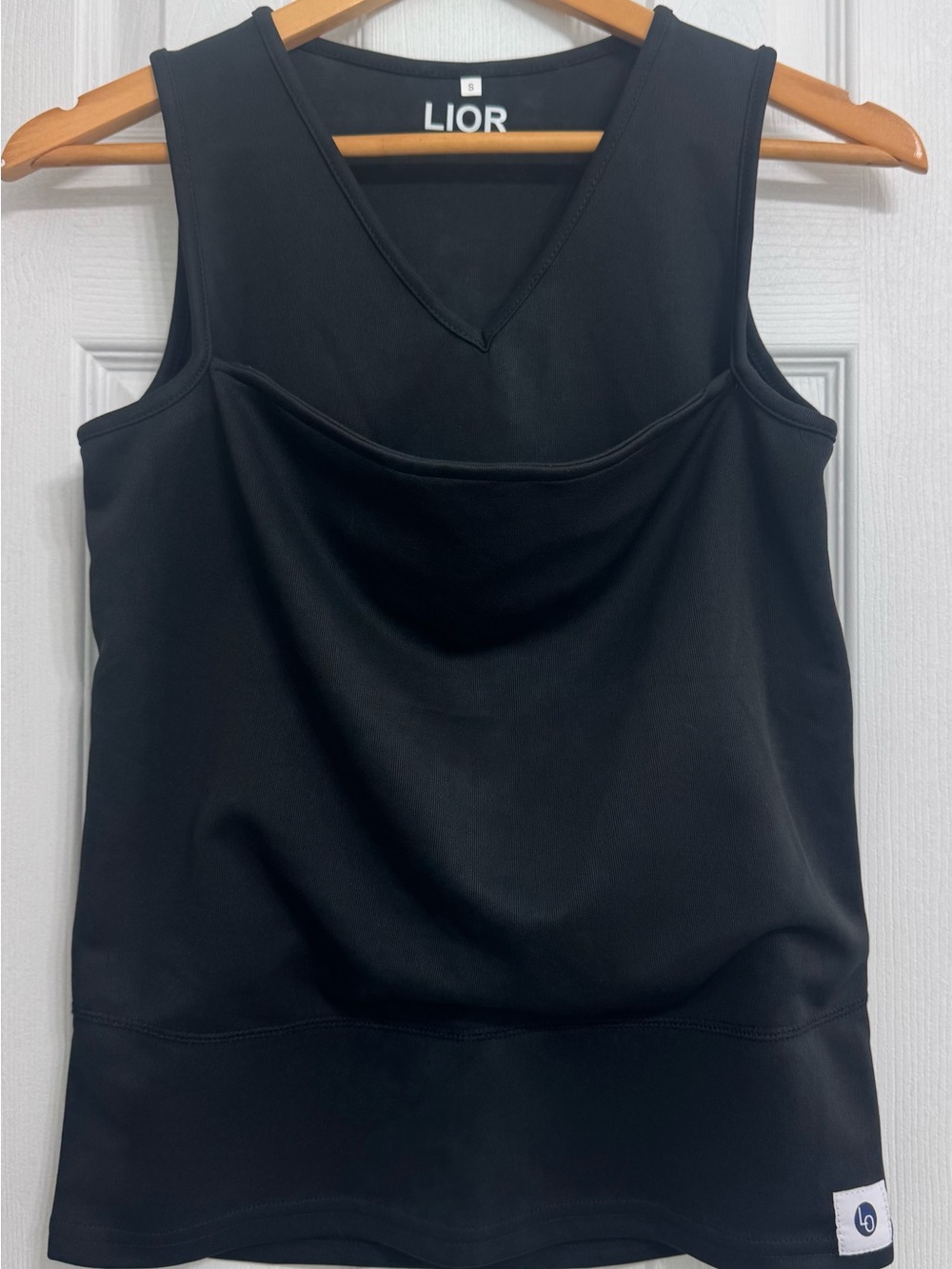 LIOR Women's Black Sleeveless Top Size S Oversized Front Pouch Pocket